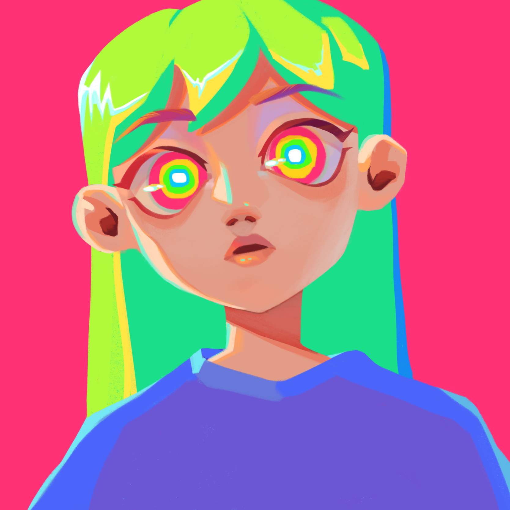 Sharp contrast of a girl looking confused