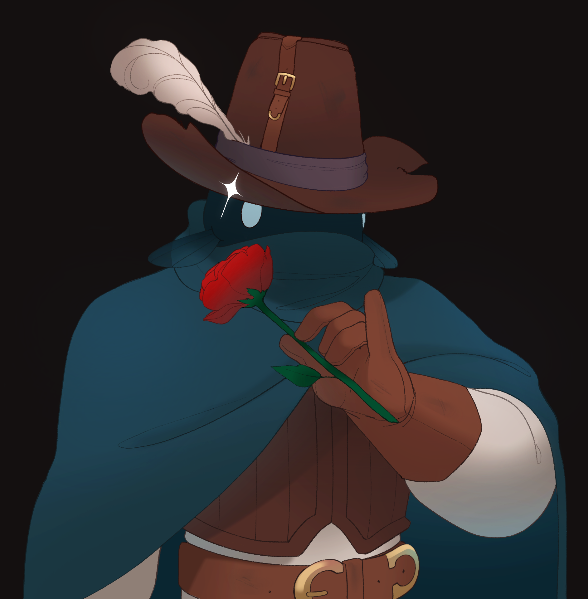 Mysterious veiled person holding a rose