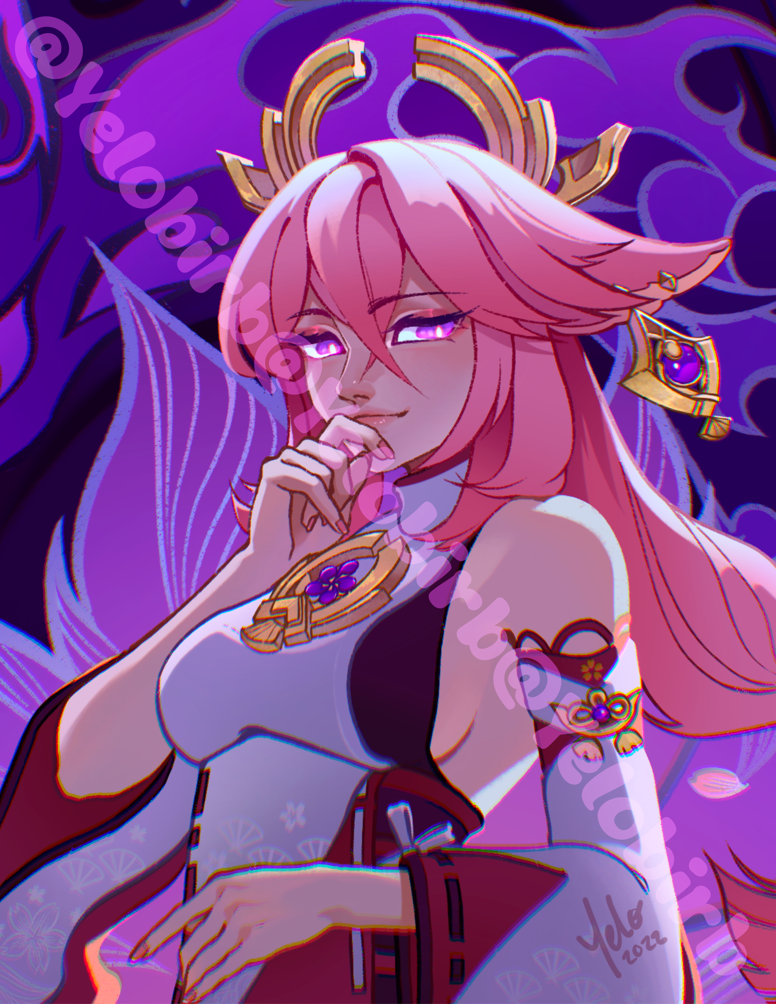 Woman with pink hair and eyes